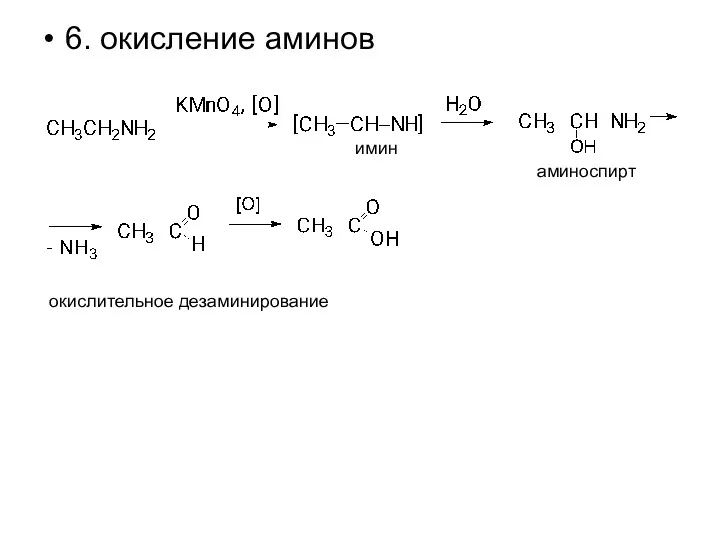 6. окисление аминов окислительное дезаминирование имин аминоспирт