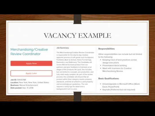 VACANCY EXAMPLE