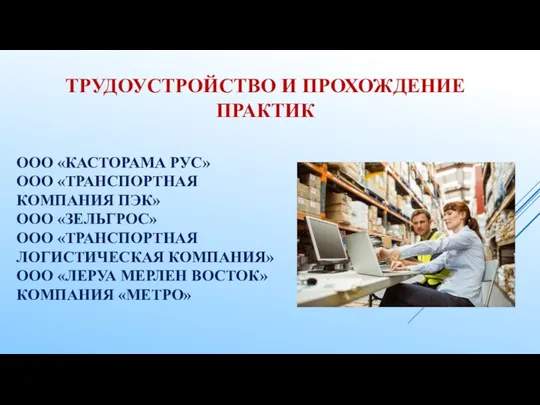 ООО «КАСТОРАМА РУС» ООО «ТРАНСПОРТНАЯ КОМПАНИЯ ПЭК» ООО «ЗЕЛЬГРОС» ООО «ТРАНСПОРТНАЯ ЛОГИСТИЧЕСКАЯ КОМПАНИЯ»