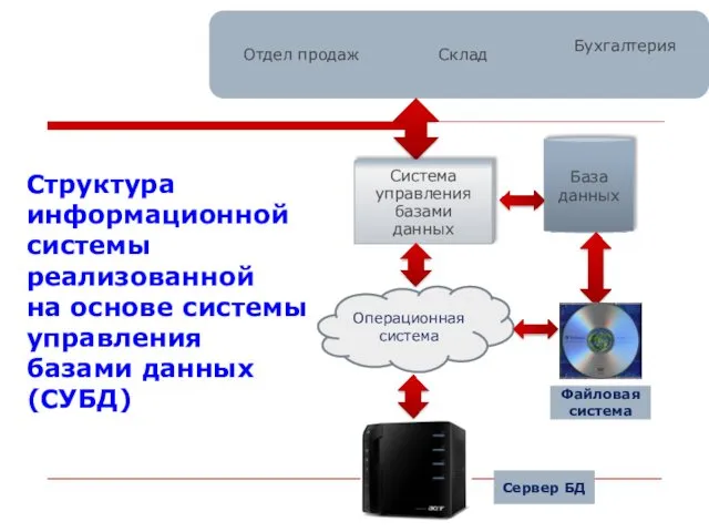 Структура информационной системы реализованной на основе системы управления базами данных