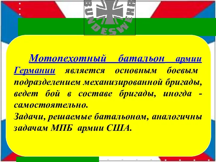 Мотопехотный батальон армии Германии является основным боевым подразделением механизированной бригады,