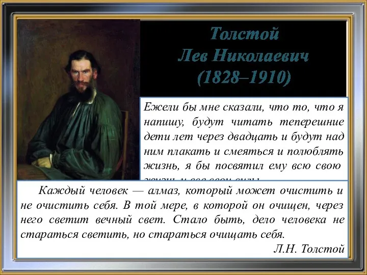 Толстой Лев Николаевич (1828–1910) Толстой рассказал нам о русской жизни