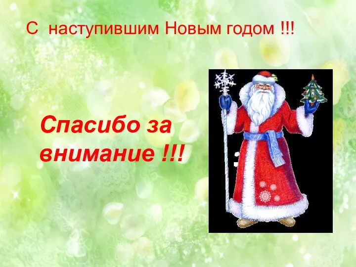 Спасибо за внимание !!! С наступившим Новым годом !!!