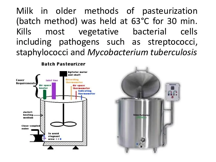 Milk in older methods of pasteurization (batch method) was held