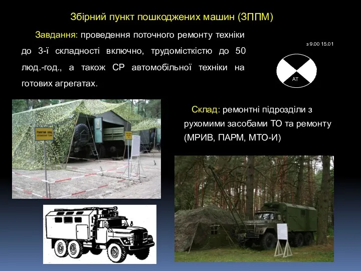 Завдання: проведення поточного ремонту техніки до 3-ї складності включно, трудомісткістю