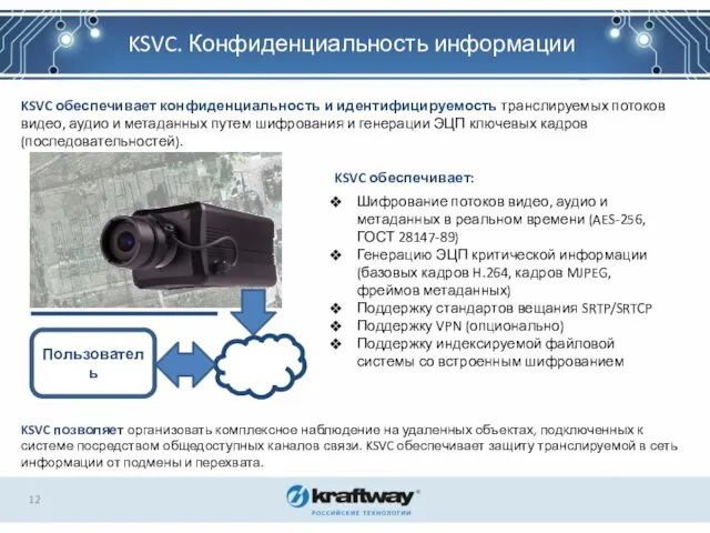 KSVC. Конфиденциальность информации KSVC обеспечивает конфиденциальность и идентифицируемость транслируемых потоков
