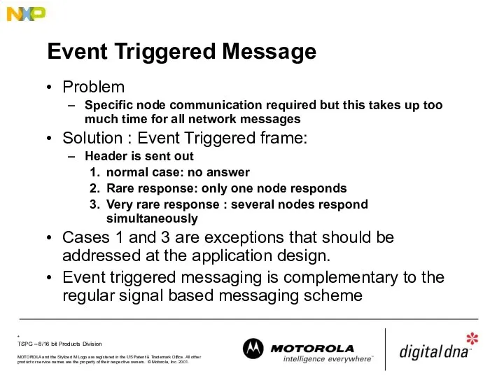 Event Triggered Message Problem Specific node communication required but this takes up too