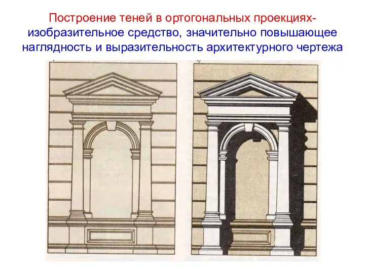 Построение теней в ортогональных проекциях- изобразительное средство, значительно повышающее наглядность и выразительность архитектурного чертежа