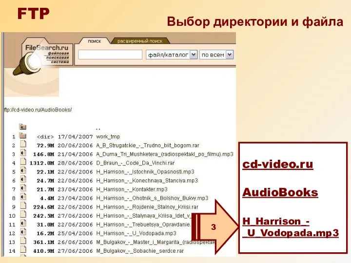 cd-video.ru AudioBooks H_Harrison_- _U_Vodopada.mp3 FTP 3 Выбор директории и файла