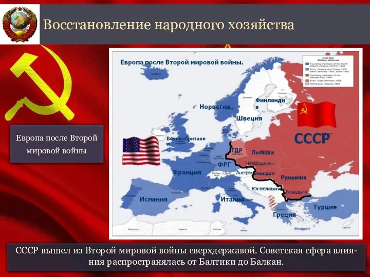 СССР вышел из Второй мировой войны сверхдержавой. Советская сфера влия-ния