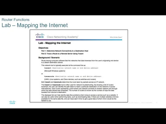 Router Functions Lab – Mapping the Internet