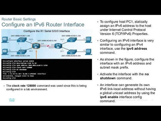 Router Basic Settings Configure an IPv6 Router Interface To configure