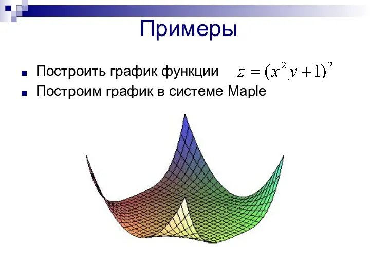 Примеры Построить график функции Построим график в системе Maple