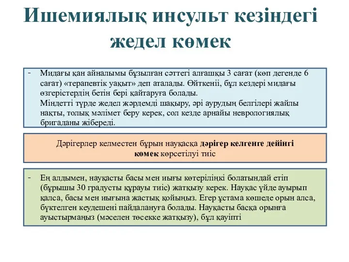 Мидағы қан айналымы бұзылған сәттегі алғашқы 3 сағат (көп дегенде