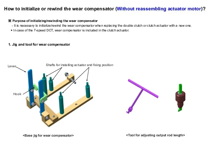 How to initialize or rewind the wear compensator (Without reassembling