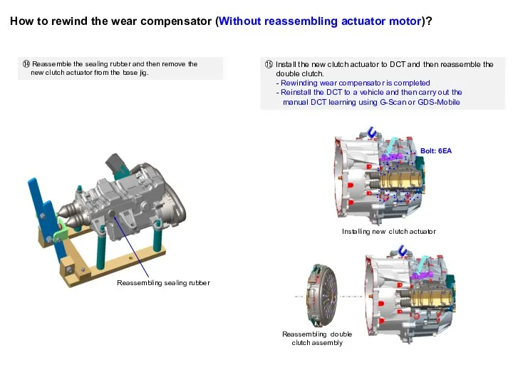 ⑮ Install the new clutch actuator to DCT and then