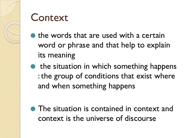 Context the words that are used with a certain word