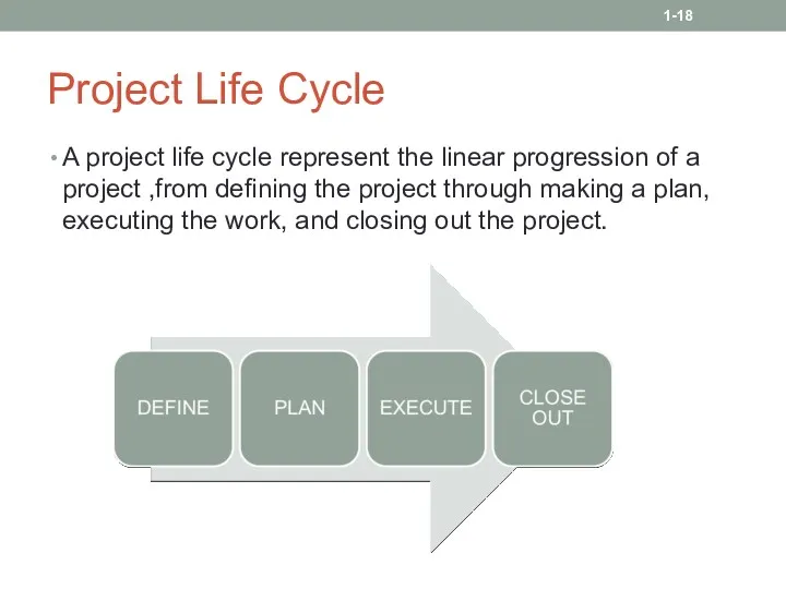 Project Life Cycle A project life cycle represent the linear