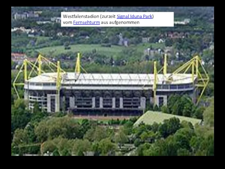 Westfalenstadion (zurzeit Signal Iduna Park) vom Fernsehturm aus aufgenommen