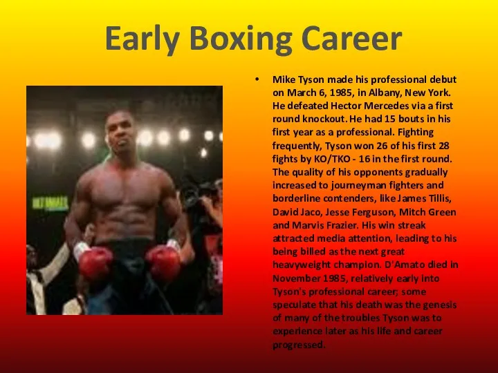 Mike Tyson made his professional debut on March 6, 1985,