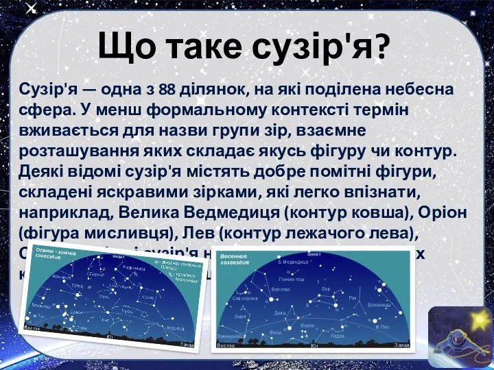 Що таке сузір'я? Сузір'я — одна з 88 ділянок, на