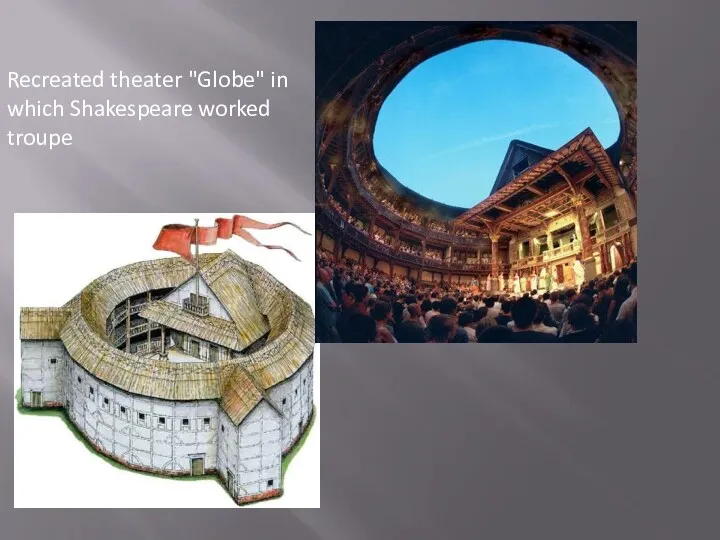 Recreated theater "Globe" in which Shakespeare worked troupe