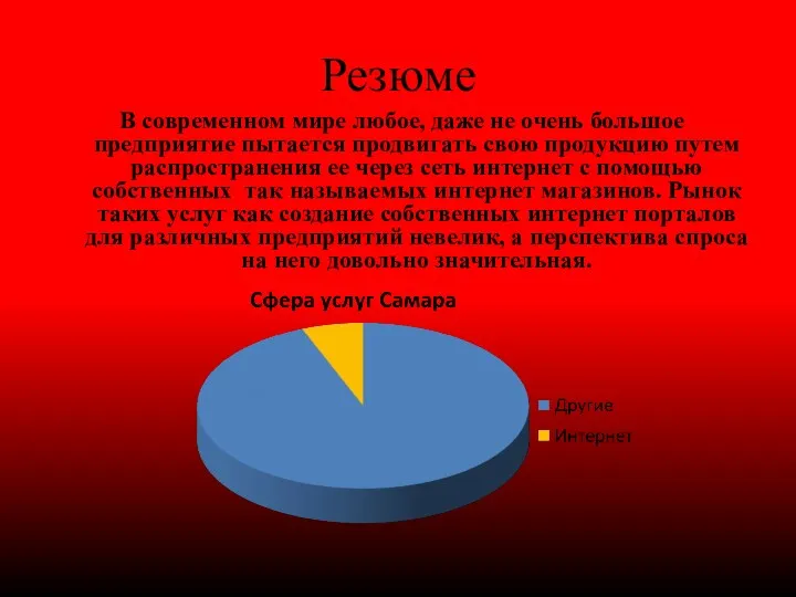 Резюме В современном мире любое, даже не очень большое предприятие