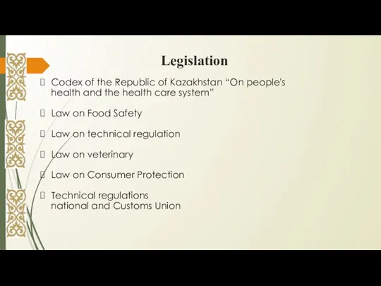 Legislation Codex of the Republic of Kazakhstan “On people's health
