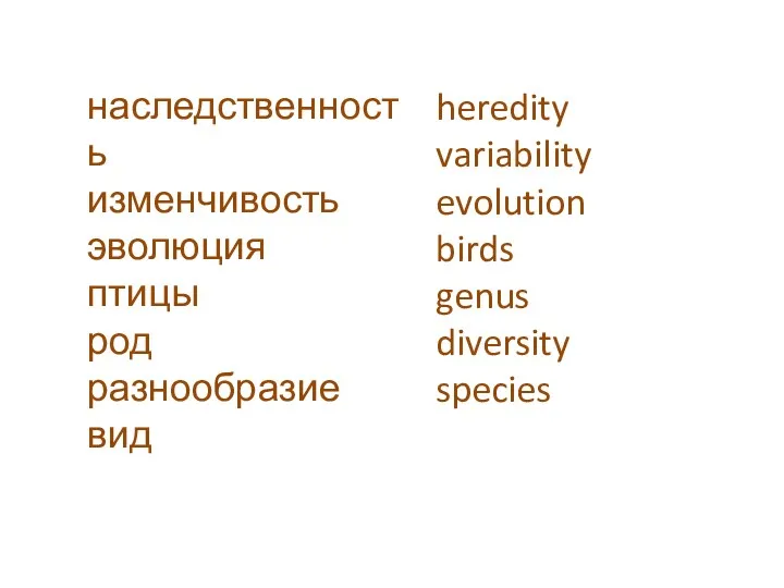 наследственность изменчивость эволюция птицы род разнообразие вид heredity variability evolution birds genus diversity species