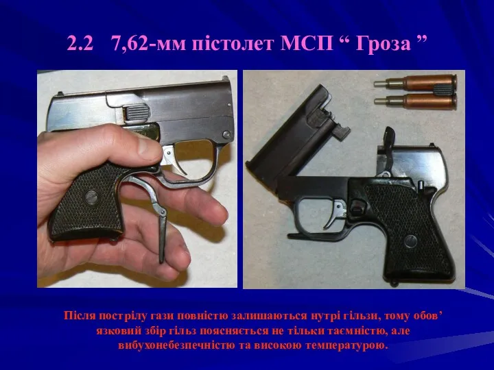 2.2 7,62-мм пістолет МСП “ Гроза ” Після пострілу гази