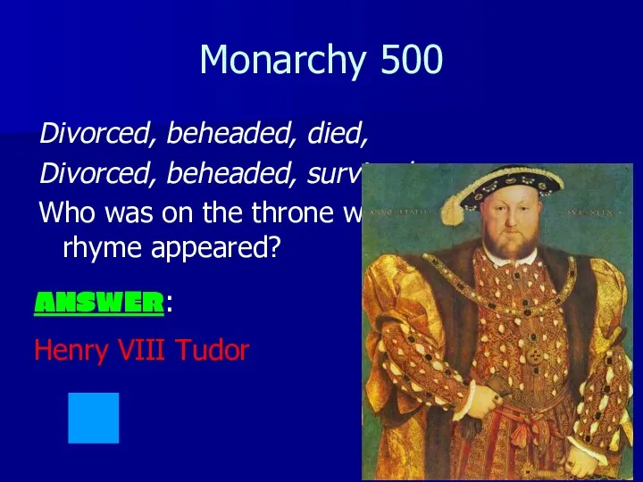 Monarchy 500 Divorced, beheaded, died, Divorced, beheaded, survived. Who was