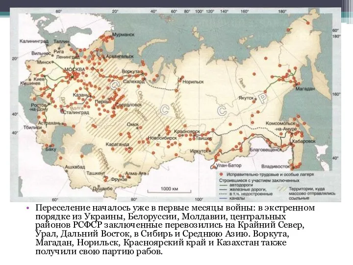 Переселение началось уже в первые месяцы войны: в экстренном порядке из Украины, Белоруссии,