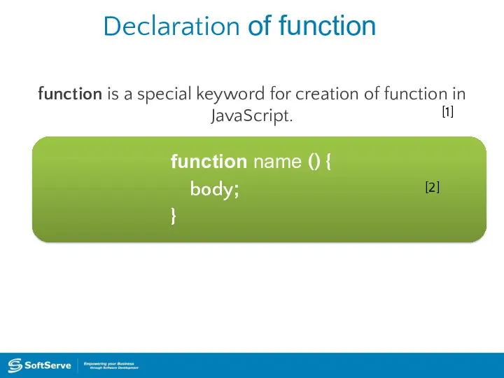 Declaration of function function is a special keyword for creation