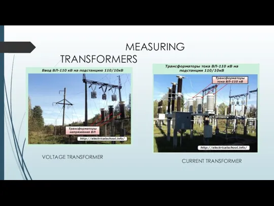 MEASURING TRANSFORMERS CURRENT TRANSFORMER VOLTAGE TRANSFORMER