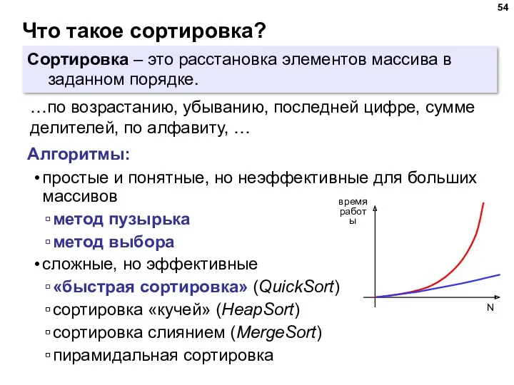 Что такое сортировка? Сортировка – это расстановка элементов массива в