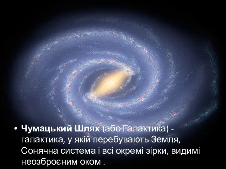 Чумацький Шлях (або Галактика) - галактика, у якій перебувають Земля,