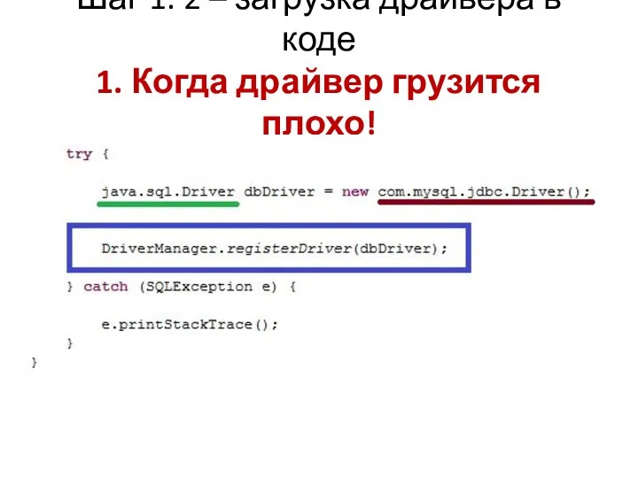 Шаг 1. 2 – загрузка драйвера в коде 1. Когда драйвер грузится плохо!