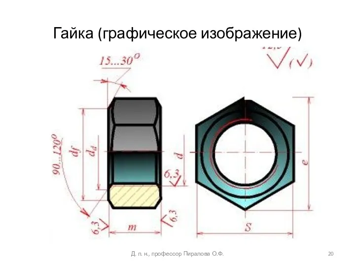 Гайка (графическое изображение) Д. п. н., профессор Пиралова О.Ф.