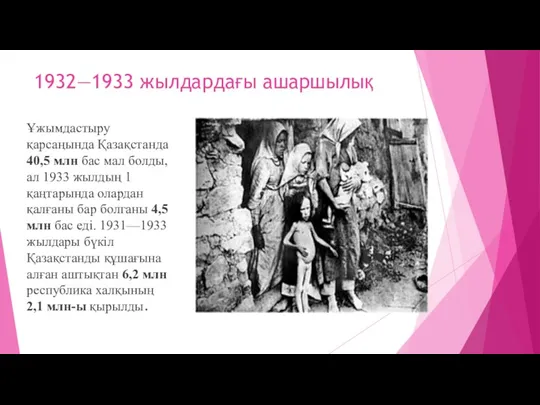 1932—1933 жылдардағы ашаршылық Ұжымдастыру қарсаңында Қазақстанда 40,5 млн бас мал