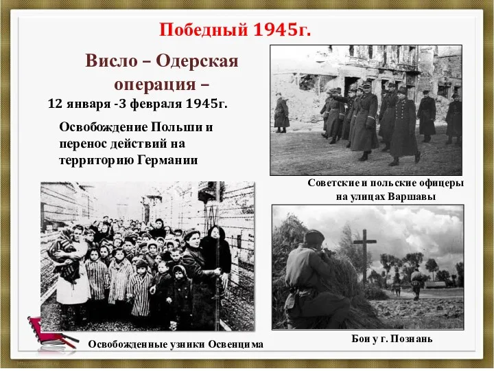 Победный 1945г. Висло – Одерская операция – 12 января -3 февраля 1945г. Освобождение