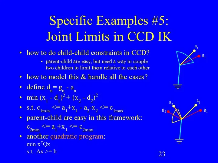 Specific Examples #5: Joint Limits in CCD IK how to