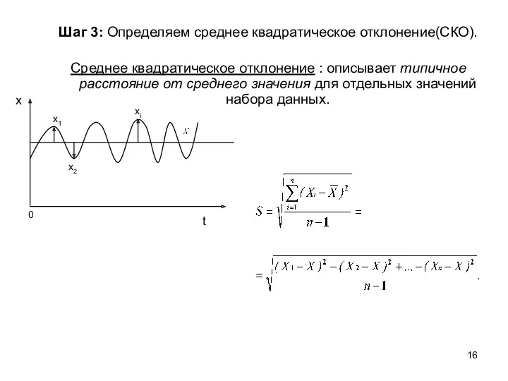 Шаг 3: Определяем среднее квадратическое отклонение(СКО). Среднее квадратическое отклонение :