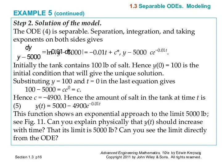 EXAMPLE 5 (continued) Step 2. Solution of the model. The