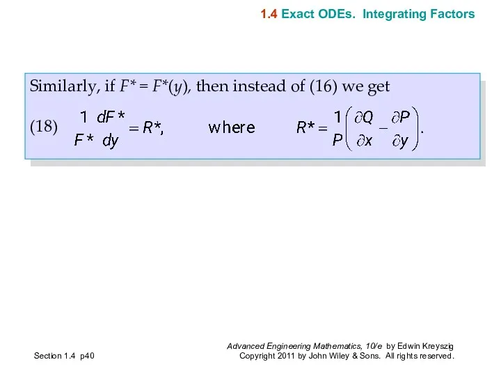 Similarly, if F* = F*(y), then instead of (16) we get (18) Section