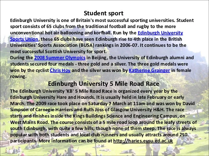 Student sport Edinburgh University is one of Britain's most successful