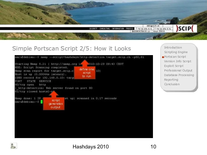 Hashdays 2010 Simple Portscan Script 2/5: How it Looks define