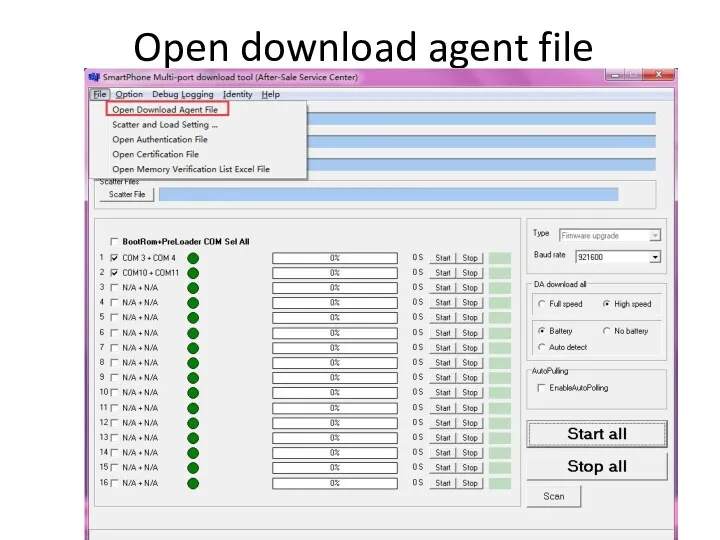 Open download agent file