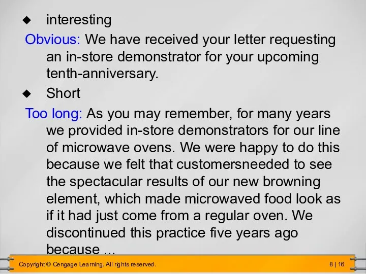 interesting Obvious: We have received your letter requesting an in-store