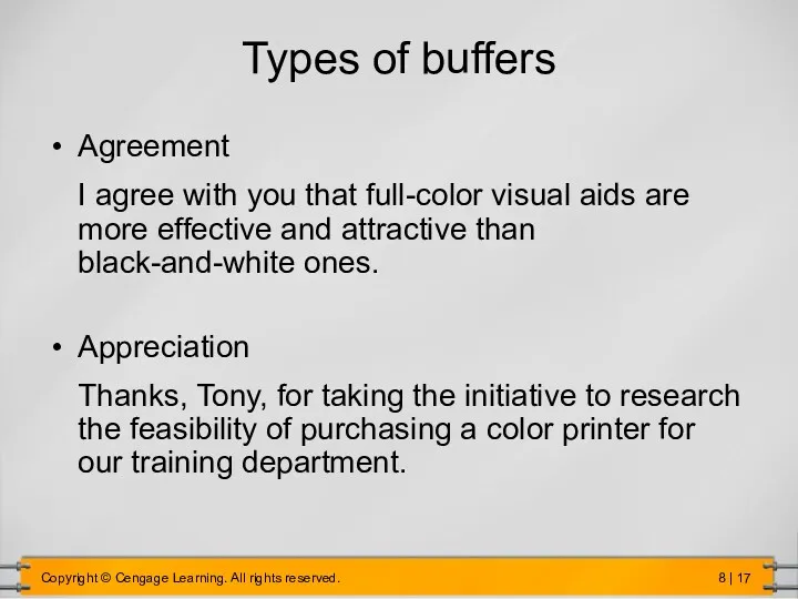 Types of buffers Agreement I agree with you that full-color visual aids are