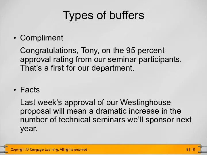 Types of buffers Compliment Congratulations, Tony, on the 95 percent approval rating from